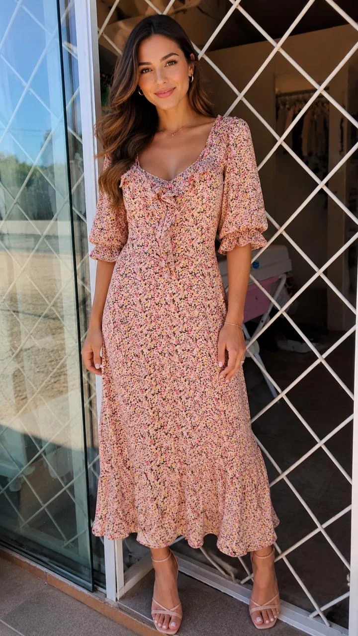 Vestido floral rosa